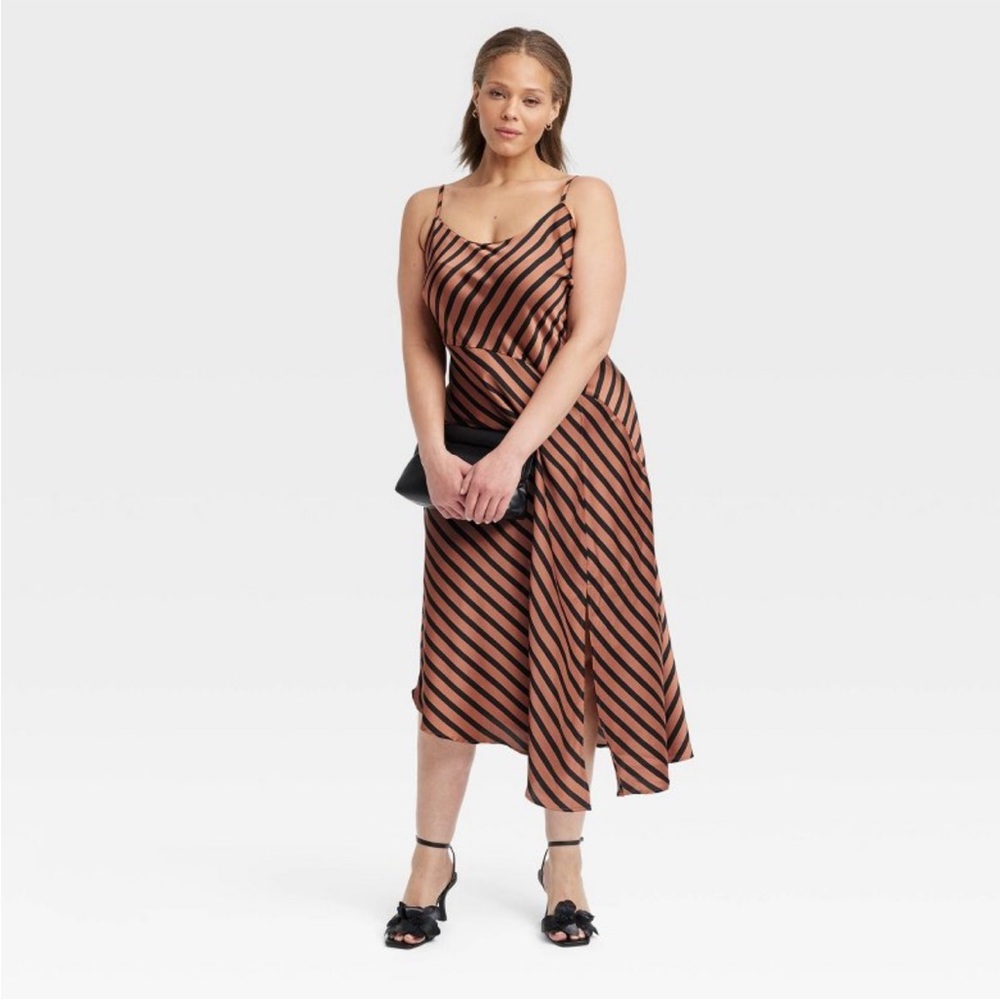 a new day Black and Brown Striped Dress